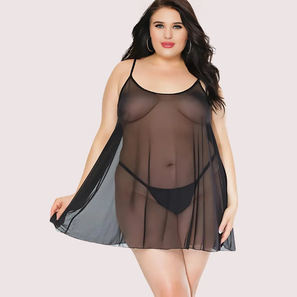 Lunar Desire Plus Size See-Through Nightdress Snazzyway